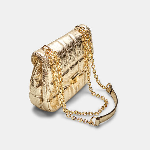 Bolso de mujer con efecto acolchado con correa corrediza, Dorado Bolso de mujer con efecto acolchado con correa corrediza, Dorado